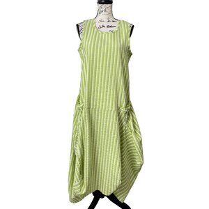 Dress To Kill Jane Mohr Sleeveless Dress Lagenlook Balloon Green Stripe One Size